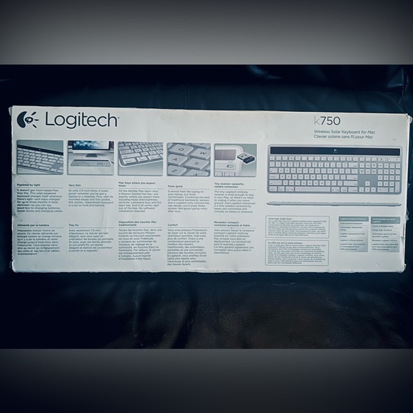 **NIB - Logitech Wireless Solar Keyboard For Mac
K750 -2.4 GHz Silver •Unused! - Picture 3 of 12
